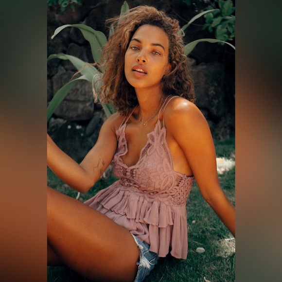 FREE PEOPLE Adella Cami Dusty Mauve Rose Soft Pink - Picture 5 of 9